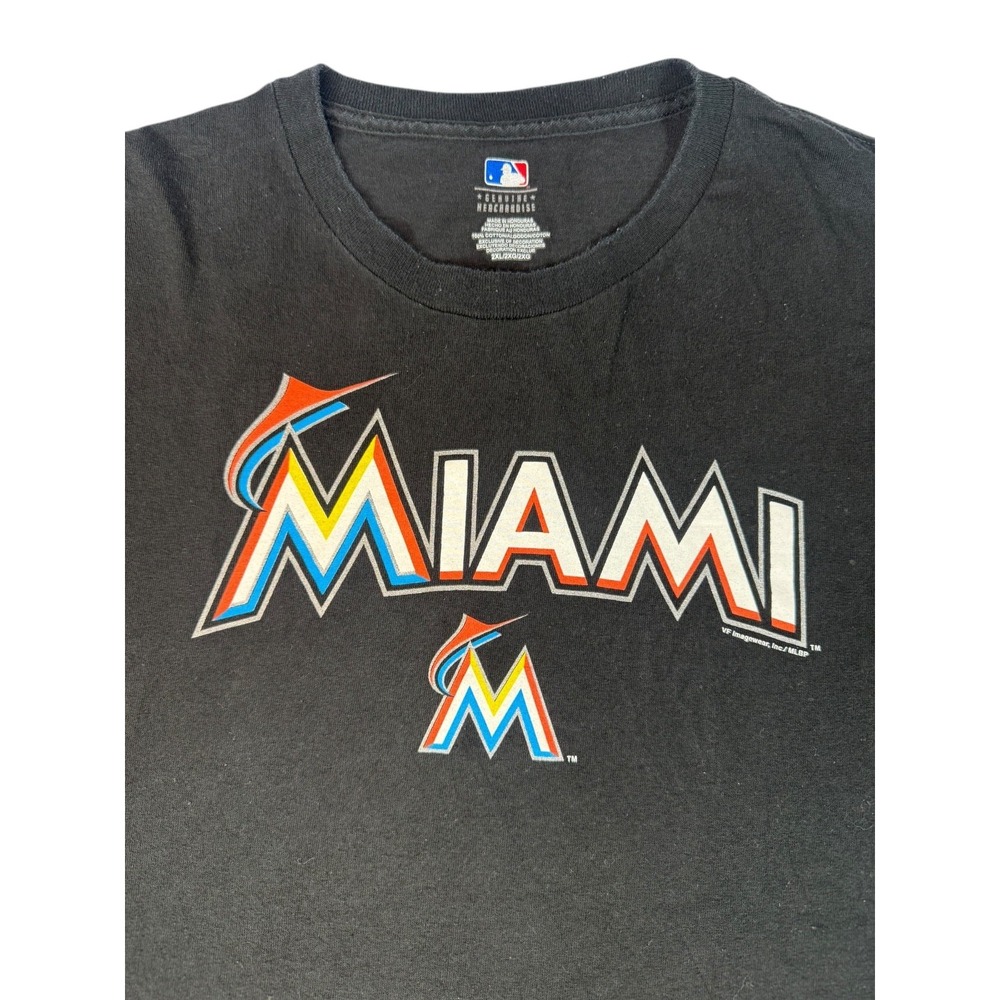 Miami Marlins MLB Graphic T Shirt Black Mens Large Short Sleeve Team Tee